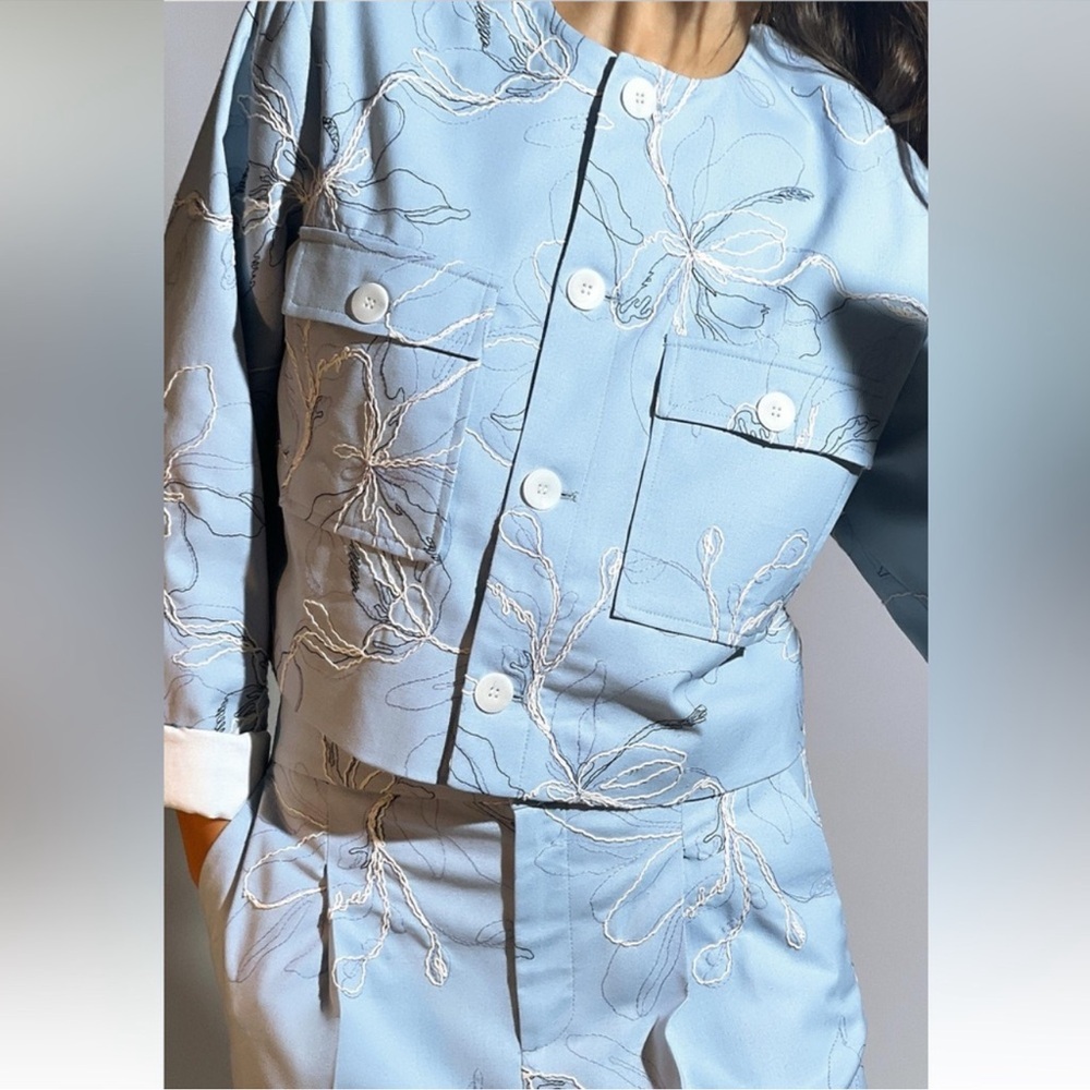 ZARA EMBROIDERED ROUND NECK JACKET - Picture 6 of 16